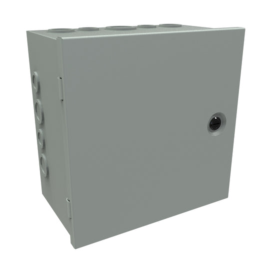 Hammond CHKO10106 Steel Junction Box N1 Hinge Cover w/Knockouts - 10" x 10" x 6" - Gray