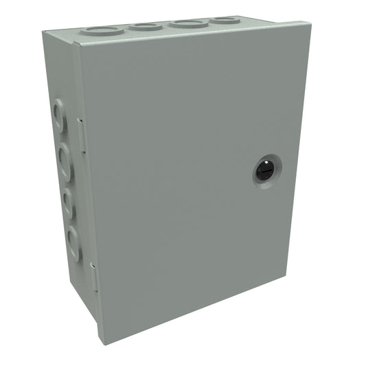 Hammond CHKO1084 Steel Junction Box N1 Hinge Cover w/Knockouts - 10" x 8" x 4" - Gray