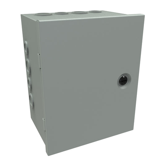 Hammond CHKO1086 Steel Junction Box N1 Hinge Cover w/Knockouts - 10" x 8" x 6" - Gray