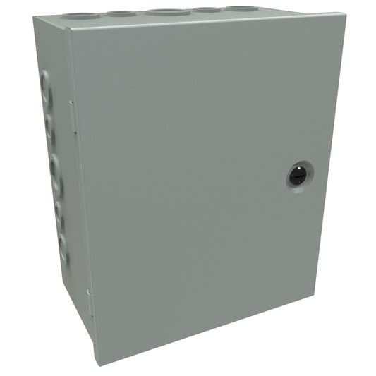 Hammond CHKO12106 Steel Junction Box N1 Hinge Cover w/Knockouts - 12" x 10" x 6" - Gray
