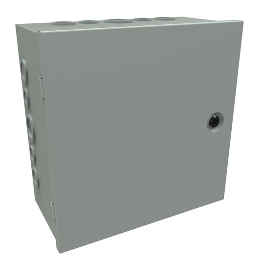 Hammond CHKO12126 Steel Junction Box N1 Hinge Cover w/Knockouts - 12" x 12" x 6" - Gray