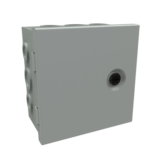 Hammond CHKO663 Steel Junction Box N1 Hinge Cover w/Knockouts - 6" x 6" x 3.5" - Gray