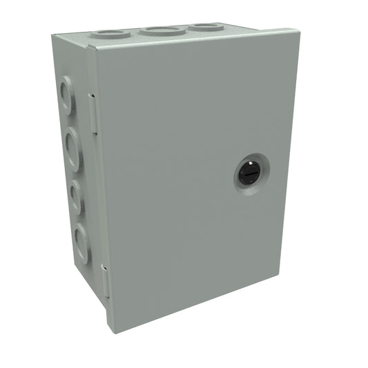 Hammond CHKO864 Steel Junction Box N1 Hinge Cover w/Knockouts - 8" x 6" x 4" - Gray