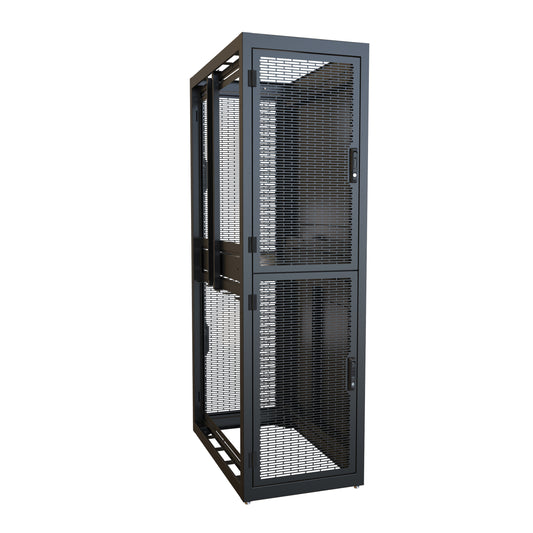 Hammond CLC2B42BK CLC Series 2-Bay Colocation Server Cabinet, 21U per Bay, 83.02" H x 24" W x 42" D, 3000 lb, Black.
