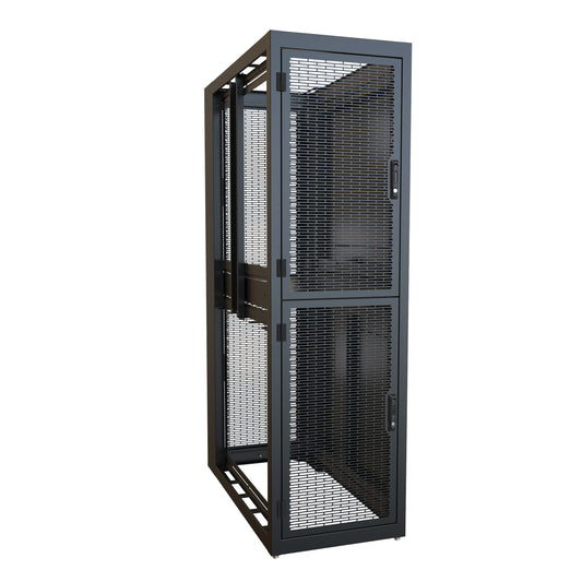Hammond CLC2B48BK CLC Series 2-Bay Colocation Server Cabinet, 21U per Bay, 83.02" H x 24" W x 48" D, 3000 lb, Black.