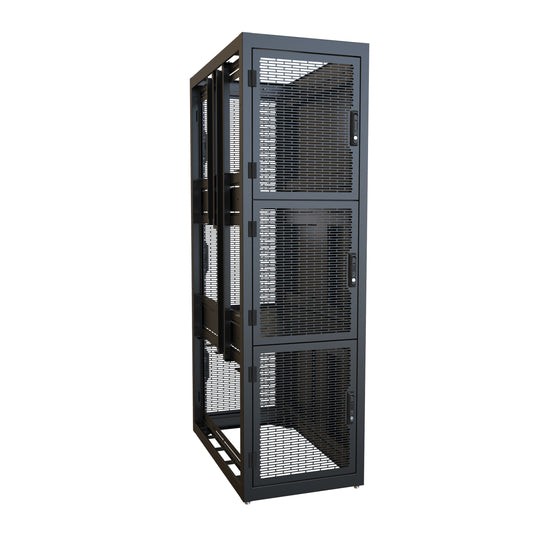 Hammond CLC3B42BK CLC Series 3-Bay Colocation Server Cabinet, 14U per Bay, 83.02" H x 24" W x 42" D, 3000 lb, Black.
