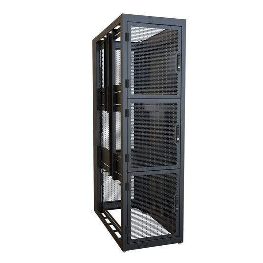 Hammond CLC3B48BK CLC Series 3-Bay Colocation Server Cabinet, 14U per Bay, 83.02" H x 24" W x 48" D, 3000 lb, Black.