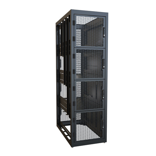 Hammond CLC4B42BK CLC Series 4-Bay Colocation Server Cabinet, 10U per Bay, 83.02" H x 24" W x 42" D, 3000 lb, Black.