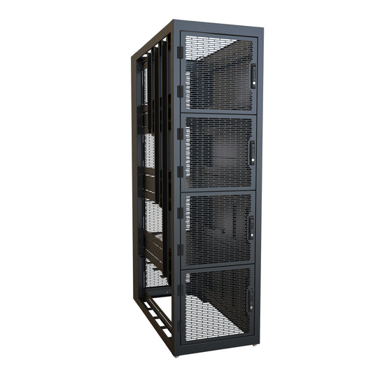 Hammond CLC4B48BK CLC Series 4-Bay Colocation Server Cabinet, 10U per Bay, 83.02" H x 24" W x 48" D, 3000 lb, Black.