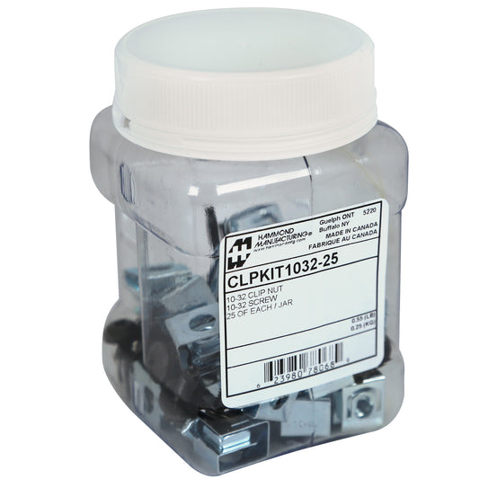 Hammond CLPKIT1032-25 10-32 Rack Screw and Clip Nut Kit, 25-Pack, Black Screws with Zinc-Plated Clip Nuts.