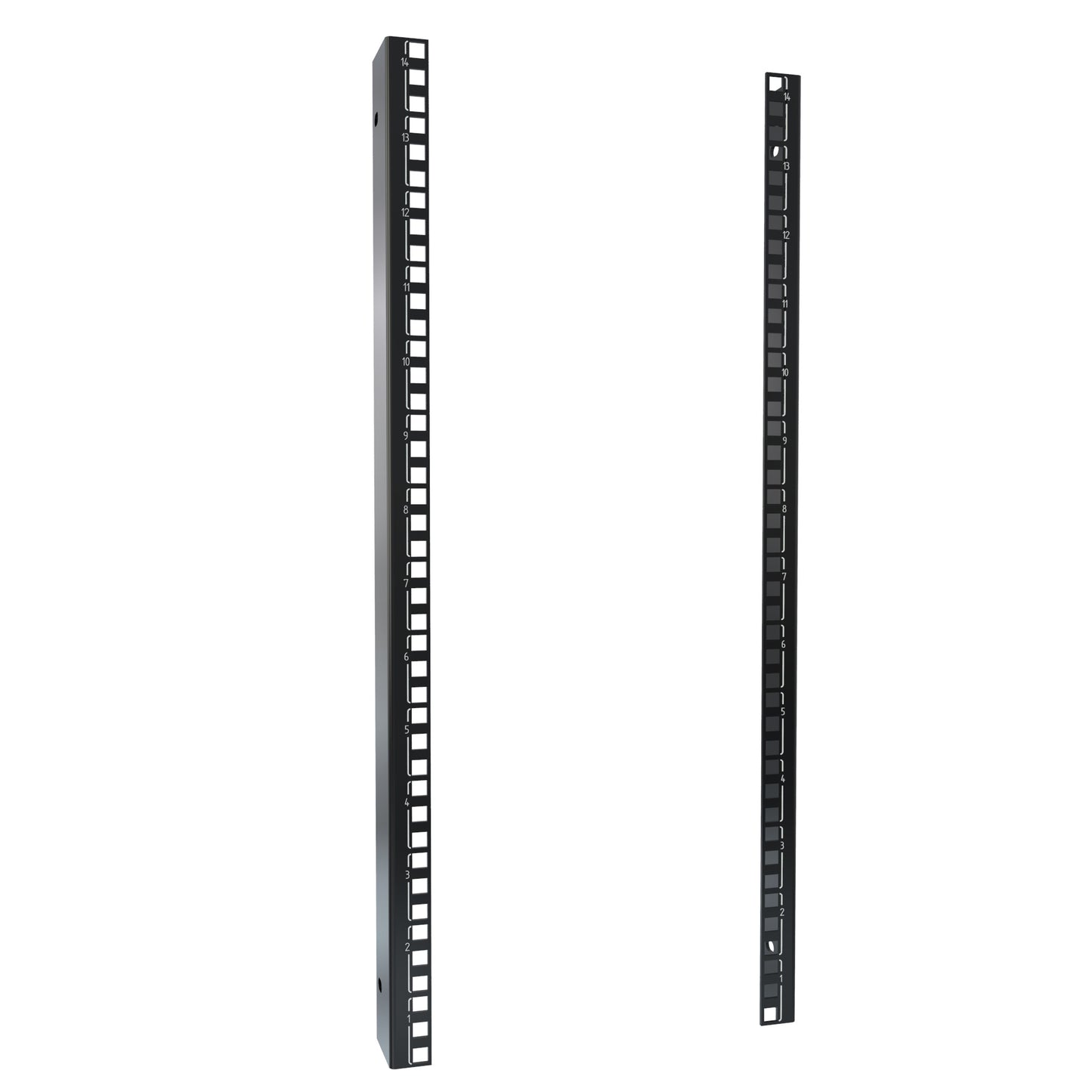 Hammond CLSR14U CLC Series Square-Hole Mounting Rails, Pair, 14U, Zinc-Plated Steel, for Colocation Cabinet Compartments.