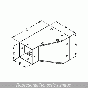 Hammond CWCRD42 Type 1 Wireway Corner Reducer, Reduces from 4" x 4" to 2.5" x 2.5", ANSI 61 Gray Painted Steel.