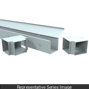 Hammond CWST824NK Type 1 Lay-In Hinge-Cover Wireway without Knockouts, 8" x 8" x 24", Painted Steel, ANSI 61 Gray.