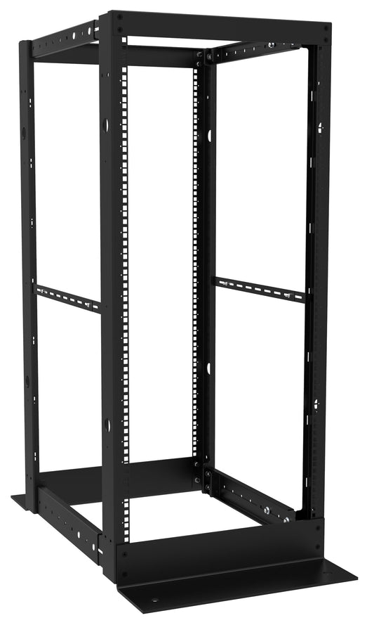 Hammond DC4R24 24U 4-Post Open-Frame Rack, Adjustable 24-36" Depth, 48.12" H x 20.50" W, 2,000 lb, Square-Hole, Black.