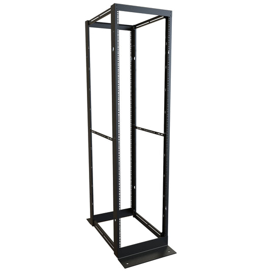 Hammond DC4R4429F 44U Fixed-Depth 4-Post Open-Frame Rack, 83.13" H x 20.50" W x 29" D, 2,000 lb, Square-Hole, Black.