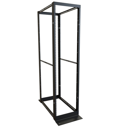 Hammond DC4R4436F 44U Fixed-Depth 4-Post Open-Frame Rack, 83.13" H x 20.50" W x 36" D, 2,000 lb, Square-Hole, Black.