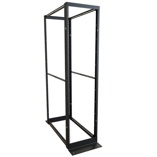 Hammond DC4R4442F 44U Fixed-Depth 4-Post Open-Frame Rack, 83.13" H x 20.50" W x 42" D, 2,000 lb, Square-Hole, Black.