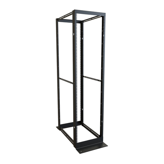 Hammond DC4R4448 44U 4-Post Open-Frame Rack, Adjustable 32-48" Depth, 83.13" H x 20.50" W, 2,000 lb, Square-Hole, Black.