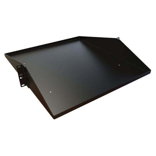 Hammond DNDMS19BK1 2U 19.5" Deep Solid Centered Rack Shelf, Black, 200 lb Capacity.