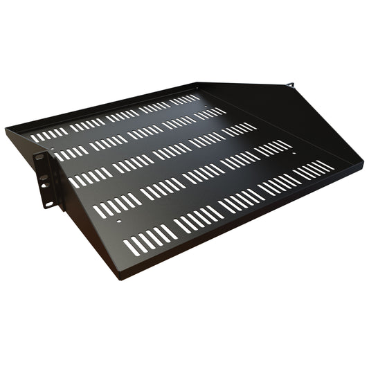 Hammond DNDMV1918BK1 2U 18" Deep Vented Centered Rack Shelf, Black, 200 lb Capacity.
