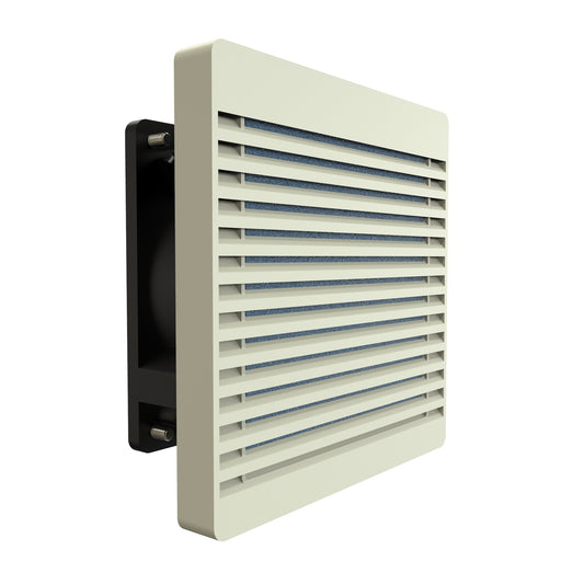Hammond DNFF120CG230 120 mm Filter Fan Kit, 105 CFM, 120V, Beige Gray, Includes Filter, Grill, Guard and Cord.