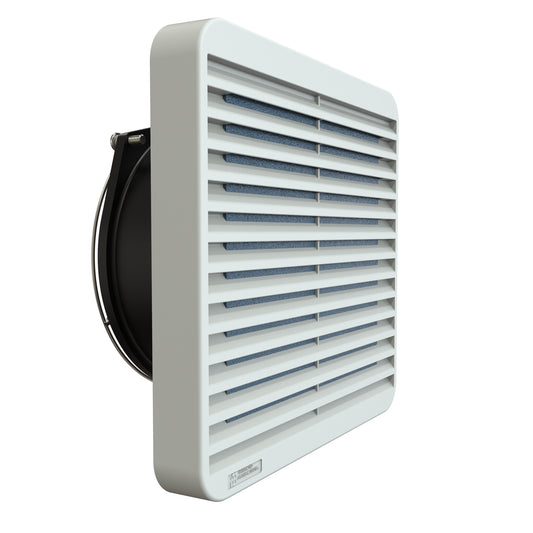 Hammond DNFF150LG230 150 mm Filter Fan Kit, 230 CFM, 150V, Light Gray, Includes Filter, Grill, Guard and Cord.