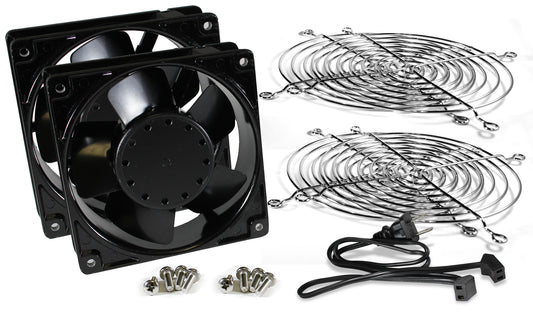 Hammond DNFK2AC120 2-Fan High-CFM Rack Cooling Kit, 120V AC, 200 CFM, with 72" Power Cord and Fan Guards.