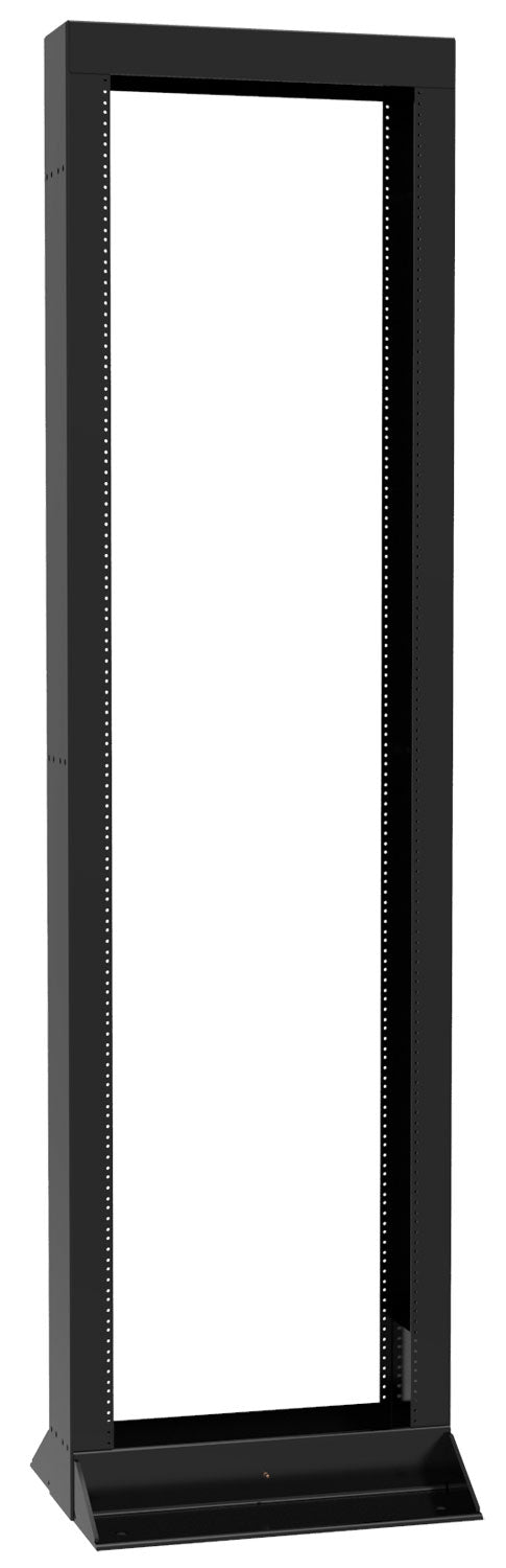 Hammond DRZ477 4-Post Open-Frame Rack, Heavy-Duty Steel, Black.