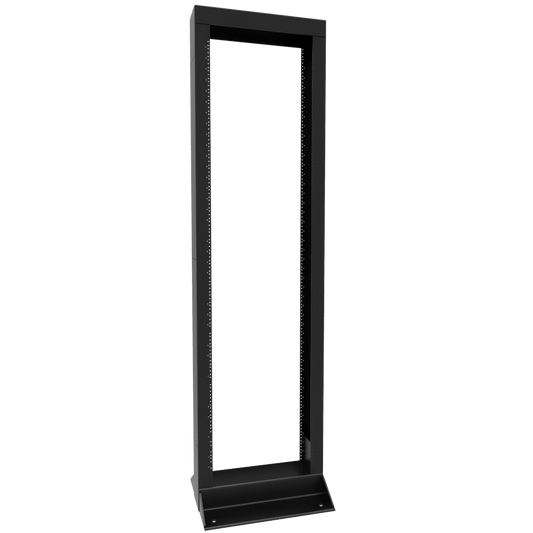 Hammond DRZ477S 4-Post Open-Frame Rack, Heavy-Duty Steel, Black.