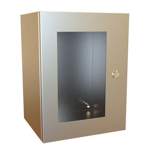 Hammond EN4SD161210WSS N4X Eclipse Wallmount Enclosure, Hinged Window Door with Quarter Turn, 16" x 12" x 10", 304 Stainless Steel