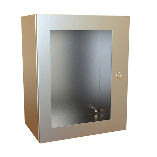 Hammond EN4SD201610WSS N4X Eclipse Wallmount Enclosure, Hinged Window Door with Quarter Turn, 20" x 16" x 10", 304 Stainless Steel