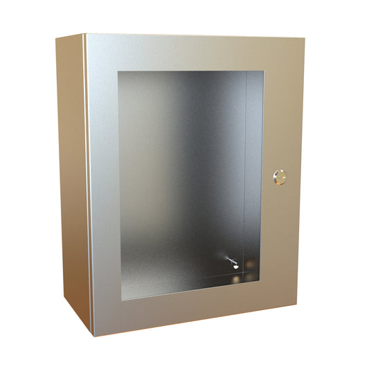 Hammond EN4SD20168WSS N4X Eclipse Wallmount Enclosure, Hinged Window Door with Quarter Turn, 20" x 16" x 8", 304 Stainless Steel