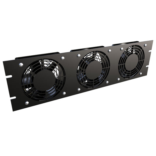 Hammond FP3F115 19" Rack-Mount Fan Panel, 3 Fans, 115 VAC, 315 CFM, 3U, 5.25" H, Black.