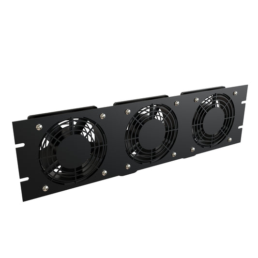 Hammond FP3F230 19" Rack-Mount Fan Panel, 3 Fans, 230 VAC, 315 CFM, 3U, 5.25" H, Black.