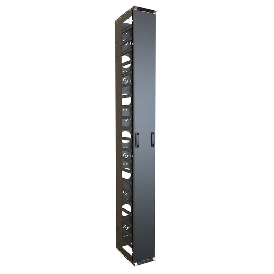 Hammond FRCM44U812 44U High-Density Vertical Finger Cable Manager with Door, Steel, Black, for Rack Cable Routing.