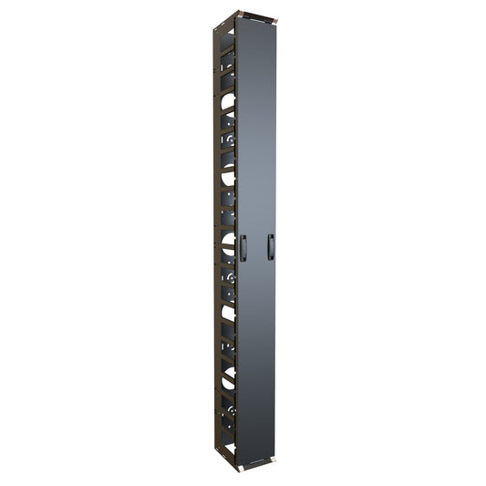 Hammond FRCM44U88 44U High-Density Vertical Finger Cable Manager with Door, Steel, Black, for Rack Cable Routing.