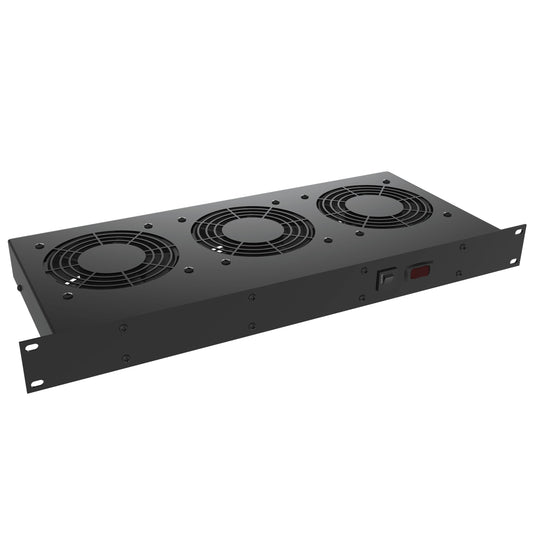 Hammond FT300HA1BK 19" Rack-Mount Fan Tray, 3 Fans, 300 CFM, 115 VAC, 1U, 7.50" D, with On/Off Switch, Black.