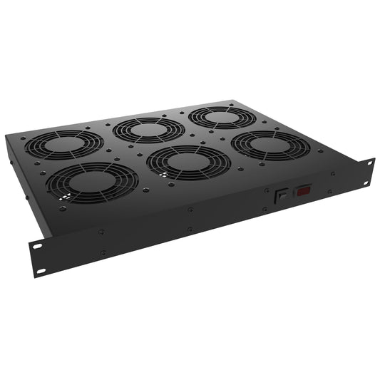 Hammond FT600HA1BK 19" Rack-Mount Fan Tray, 6 Fans, 600 CFM, 115 VAC, 1U, 13.00" D, with On/Off Switch, Black.
