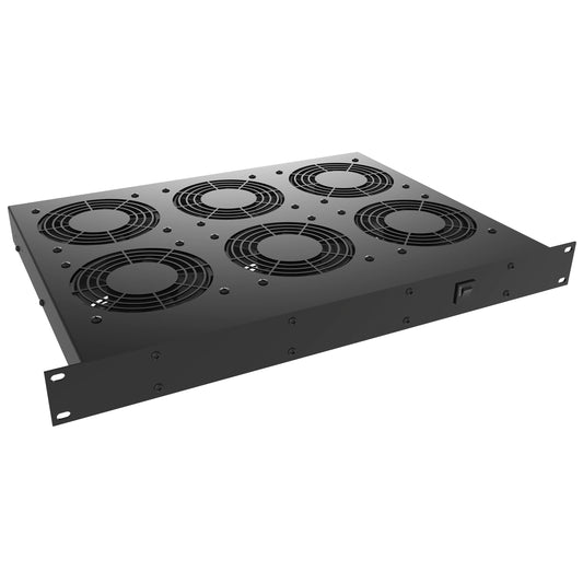 Hammond FT600TA1BK 19" Rack-Mount Fan Tray, 6 Fans, 600 CFM, 115 VAC, 1U, 13.00" D, without Switch, Black.