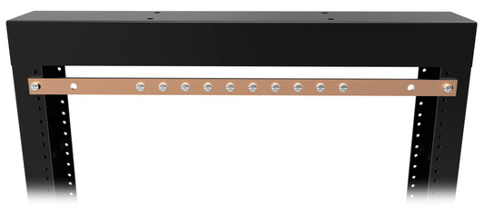 Hammond GRDBAR19 Copper Grounding Bar for 19" Wide Enclosures, Includes Insulators and Mounting Hardware.