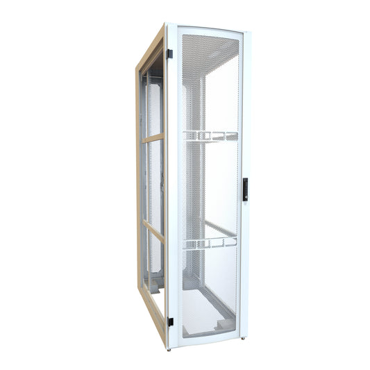 Hammond H12445U48WH 45U Server Rack Cabinet, 85.65" H x 24" W x 49.91" D, Rated to 3000 lb, Perforated Doors, Square-Hole Rails, White.