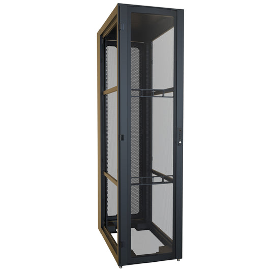 Hammond H12448U42BK 48U Server Rack Cabinet, 90.90" H x 24" W x 43.91" D, Rated to 3000 lb, Perforated Doors, Square-Hole Rails, Black.