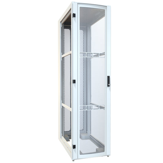Hammond H12448U42WH 48U Server Rack Cabinet, 90.90" H x 24" W x 43.91" D, Rated to 3000 lb, Perforated Doors, Square-Hole Rails, White.