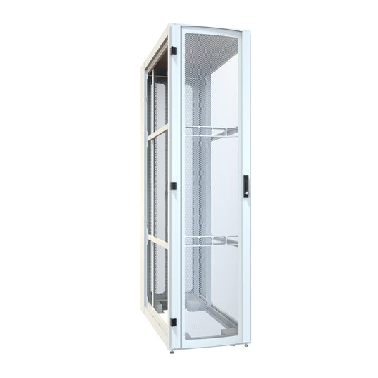 Hammond H12448U48WH 48U Server Rack Cabinet, 90.90" H x 24" W x 49.91" D, Rated to 3000 lb, Perforated Doors, Square-Hole Rails, White.