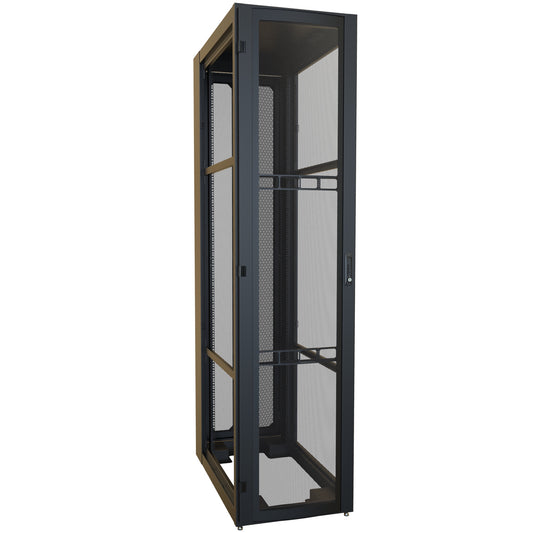 Hammond H12452U42BK 52U Server Rack Cabinet, 97.90" H x 24" W x 43.91" D, Rated to 3000 lb, Perforated Doors, Square-Hole Rails, Black.
