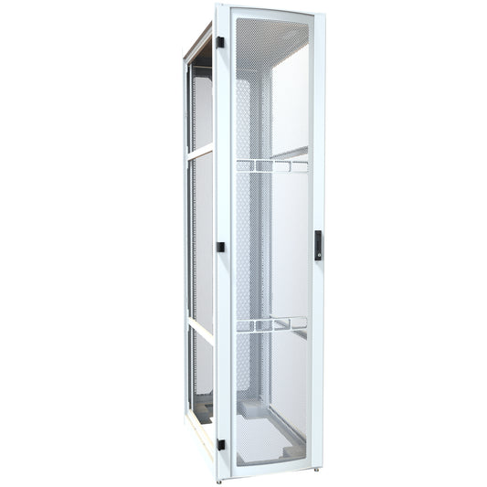 Hammond H12452U42WH 52U Server Rack Cabinet, 97.90" H x 24" W x 43.91" D, Rated to 3000 lb, Perforated Doors, Square-Hole Rails, White.