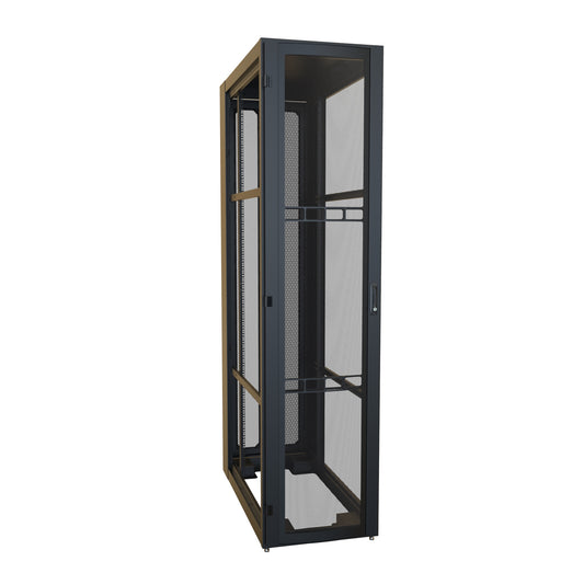 Hammond H12452U48BK 52U Server Rack Cabinet, 97.90" H x 24" W x 49.91" D, Rated to 3000 lb, Perforated Doors, Square-Hole Rails, Black.