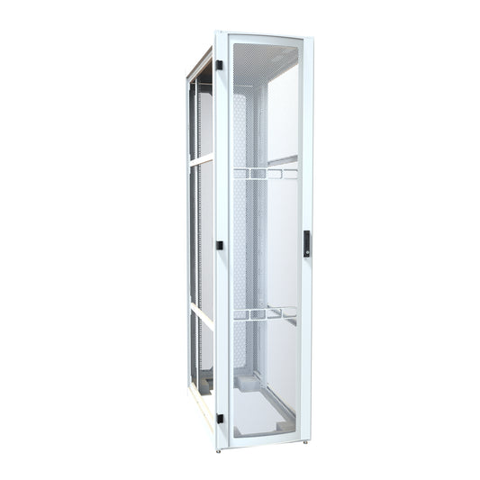 Hammond H12452U48WH 52U Server Rack Cabinet, 97.90" H x 24" W x 49.91" D, Rated to 3000 lb, Perforated Doors, Square-Hole Rails, White.