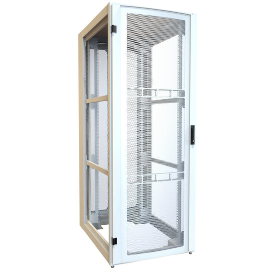 Hammond H13042U42WH 42U Server Rack Cabinet, 80.37" H x 30" W x 43.91" D, Rated to 3000 lb, Perforated Doors, Square-Hole Rails, White.