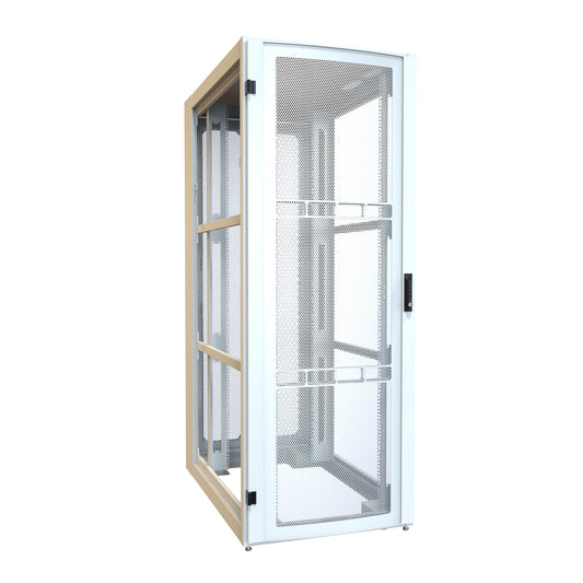 Hammond H13042U48WH 42U Server Rack Cabinet, 80.37" H x 30" W x 49.91" D, Rated to 3000 lb, Perforated Doors, Square-Hole Rails, White.